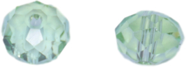 01640 Glaskraal Imitatie Swarovski 5040 briolette Peridot 6mmx8mm 7 stuks