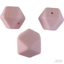 02886 Siliconenkraal Hexagon Licht roze 17mm; gat 2mm 3 stuks