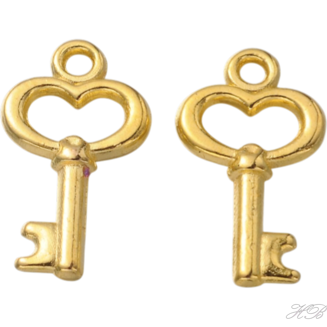 05648 Bedel Sleutel Goudkleurig (Nikkelvrij)   15,5x9x2,5mm; gat 1mm ±12 stuks