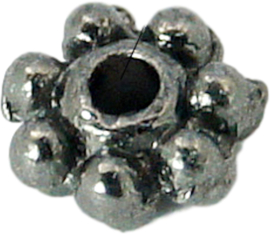 04500 Spacer Daisy Gunmetal (Nikkelvrij) 4mmx1,5mm; gat 1mm ±35 stuks