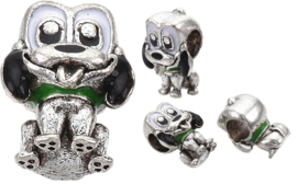 02059 Metal Perlen Hond Nickelfarbe / grün 13x10x8mm; loch 4,5mm  1 Stück