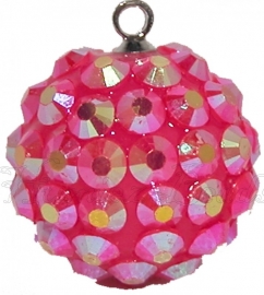 03160 Hanger resin imitatie swarovski Fuchsia 16mm 3 stuks