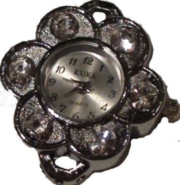 02412 Horloge bling Metaalkleurig/Chrystal  1 stuks