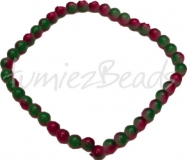 03389 Glaskraal streng (±30cm) double color Groen/rood 10mm 1 streng