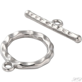 02781 Kapittelslot Hamerslag Metaalkleurig (304 stainless steel)  19x16x2mm; bar 21x6,5mm; gat 1,5mm 1 stuks