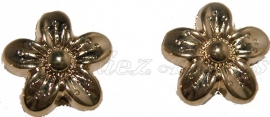 02116 Metall-look perle blume Goldfarbe 15mmx7mm 7 stück