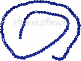 03989 Glaskraal imitatie swarovski Bicone streng ±40cm dark blue 4mm  1 streng