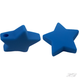 03184 Siliconenkraal Ster Blauw 25x8mm; gat 2mm 3 stuks