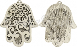 00160 Anhänger Hamsa Hand Antiksilber (Nickelfrei) 63mmx50mm 1 stück