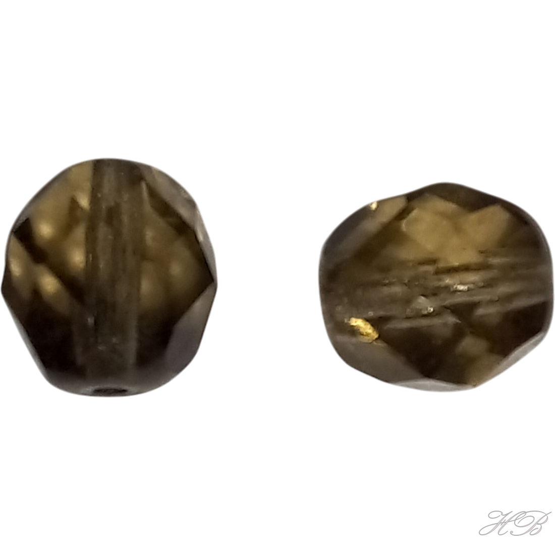 05306 Glaskraal Facet (in potje) Smoke topaz   8mm; gat 1mm ±45 stuks