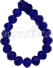 03897 Glaskraal imitatie swarovski faceted Abacus streng (±20cm) Donker blauw 10mmx14mm 1 streng
