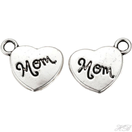 05052 Bedel Hart mom Antiek zilver (nikkelvrij) 15x17,5x2,5mm; gat 2,5mm 4 stuks