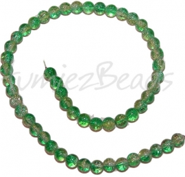 03250 Glaskraal crackle streng ±40cm Groen-geel 8mm 1 streng