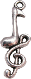 01211 Bedel muzieknoot G-sleutel Antiek Zilver (Nikkelvrij) 1 stuks