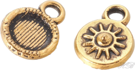 02634 Bedel zonnestraal Antiek goud (Nikkelvrij) 11x9x2mm; gat 1,5mm 9 stuks