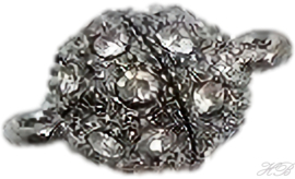 01252 Magneetslot Bling Gunmetal(Nikkel vrij)/chrystal 15x10mm; oogje 1,5mm 1 streng