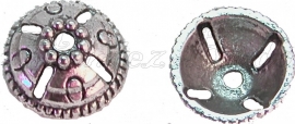 00270 Kralenkap gespleten Antiek zilver (Nikkel vrij) 7 stuks