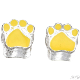 02781 Pandorastijl kraal Enamel hondenpoot Metaalkleurig/ Yellow 11x10x7,5mm; gat 4,5mm 1 stuks