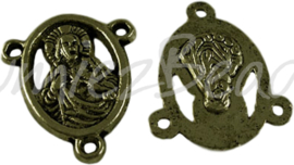 02647 Tussenstuk religieus Antiek brons (Nikkelvrij) 18mmx15mmx2,5mm; gat 1,5mm 7 stuks