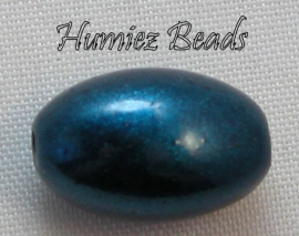 02421 Acryl perle oval metallisch Blau 14mmx9mm 11 stück