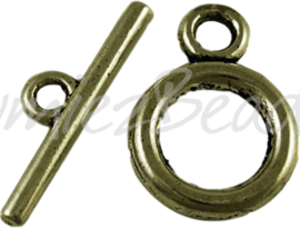 02477 Knebelverschluss glad Antikbronze (Nickelfrei) 19mmx14mm; staafje 3,5mmx22mm; loch 2,5mm 5 stück