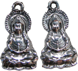 01710 Bedel Boeddha Antiek zilver 25mmx14mm 3 stuks