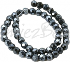 02698 Glasperle faceted rund Schwarz 6mm 1 strang (±30cm)