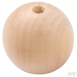 05055 Houten kraal onbehandeld Burlywood 40mm; gat 6,5mm 1 stuks