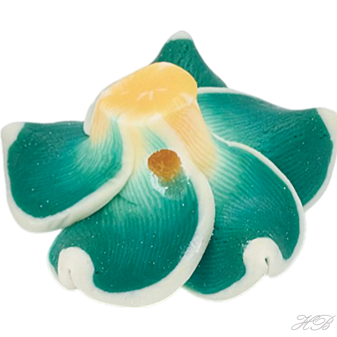 05412 Fimokraal Bloem Sea green   15x8mm; gat 2mm 5 stuks