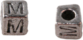 01165 Vierkante letterkraal M Antiek zilver