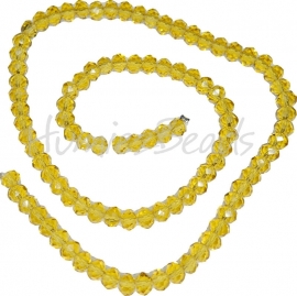 03979 Glaskraal imitatie swarovski faceted Abacus streng ±40cm Lime 4mmx6mm  1 streng