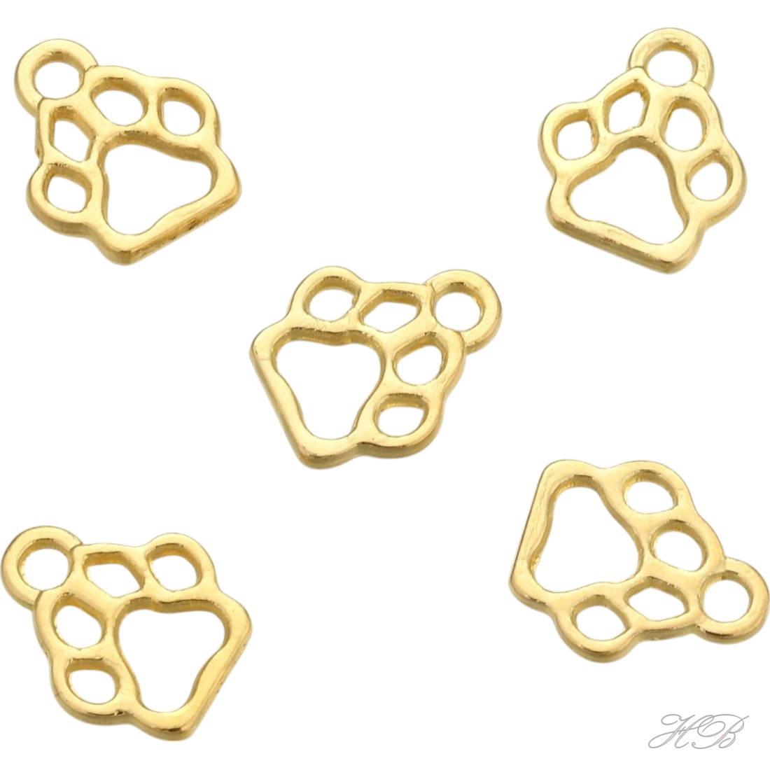 05649 Bedel Pootafdruk Goudkleurig   13x11x1,5mm; gat 2mm 10 stuks