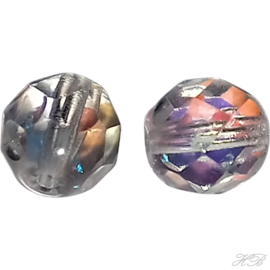 05256 Glaskraal Facet (in potje) Chrystal AB   8mm; gat 1mm ±25 stuks