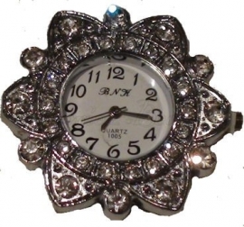 00347 Horloge bling Metaalkleurig/Chrystal  1 stuks