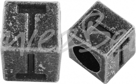 01172 Vierkante letterkraal T Antiek zilver