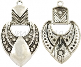 00205 Hanger chique hart Antiek zilver (Nikkel vrij) 1 stuks