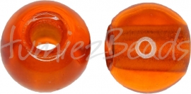 02691 Tsjechische glaskraal Oranje 9mmx11,5mm; gat 4mm 5 stuks