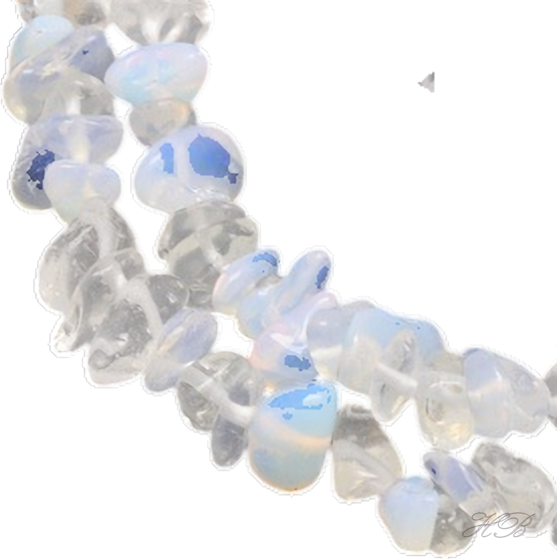 02852 Natuursteen streng (±30cm) Opalite chipskraal Transparan~wit   5~8mm; gat 1mm 1 streng