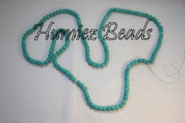 02538 Glaskraal Jade gespoten streng ±40cm Blauw groen 6mm 1 stuks