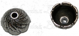 01584 Kralenkap graancirkel Antiek zilver (Nikkelvrij) 6mmx8mm 9 stuks