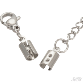 03786 Verlengketting met eindkap (304 stainless steel) Metaalkleurig 35mm 3 stuks