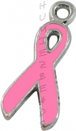 00508 Anhänger ribbon Nickelfarbe/pink 21mmx9mm 5 stück