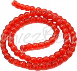 03871 Glaskraal streng (±30cm) Rood 4mm; gat 0,5mm 1 streng