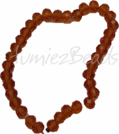 00126 Glaskraal imitatie swarovski faceted Abacus streng (±20cm) Geel/bruin 6mmx8mm 1 streng