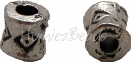 02109 Spacer diabolo ruit Antiek zilver (Nikkelvrij) 4mmx3,5mm; gat 1,5mm 20 stuks