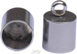 01877 Endkappe Stainless steel 304 Nickelfarbe 13x9mm; Loch 8mm  2 stuks