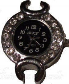 02099 Horloge bling Metaalkleurig/Chrystal  1 stuks