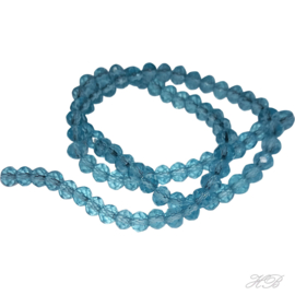 05666 Glaskraal imitatie Swarovski streng (±40cm) Rondel facet Lt sapphire   4x6mm; gat 1mm 1 streng