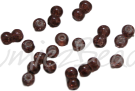 00432 Cracklekraal bruin 4mm ±55 stuks