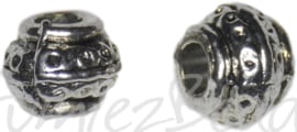 00181 Metal Perlen pompoen groot gat Antiksilber 7mmx9mm; loch 3,5mm  7 Stück